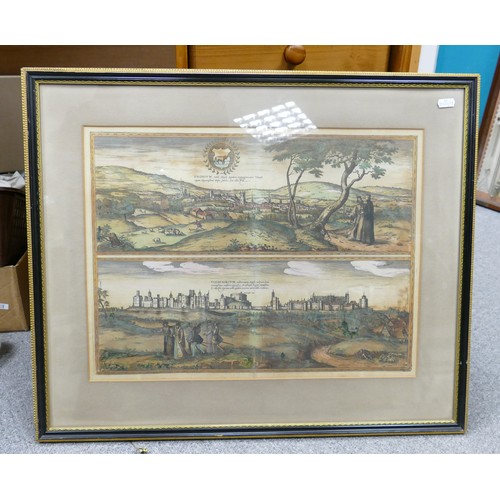 2180 - Six large framed maps 17th/18th century in similar (but not exactly) sized matching frames.  The lar... 