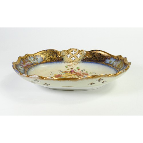 149 - Carlton Blush ware reticulated fruit bowl with  floral decoration, by Wiltshaw & Robinson, c1900, di... 