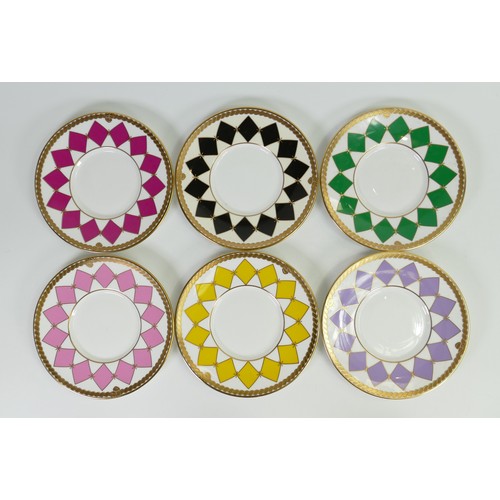 1701 - De Lamerie set of six Harlequin checker patterned cups & saucers, specially made high end quality it... 