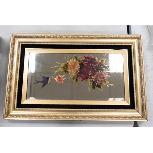 19 - Hand Painted Early 20th Century Wall Mirror 83 x 52cm