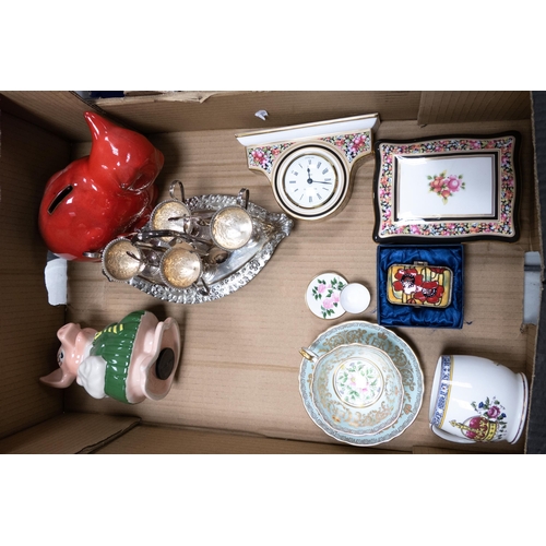 24 - A mixed collection of items to include Wedgwood Clio Pattern lidded box & mantle clock, Silver plate... 