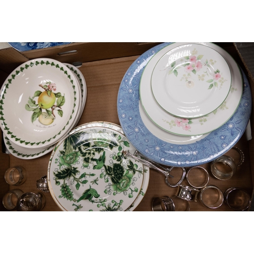 26 - A mixed collection of items to include Portmeirion dish & bowls, Coalport plates, Silver plated napk... 