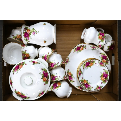 54 - A collection of Royal Albert Old country Rose Patterned items to include oven proof dish, cups, side... 