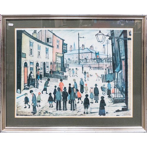 2188 - L.S. Lowry Signed print.  Signed in the margin, and again on the reverse, detailing the location of ... 