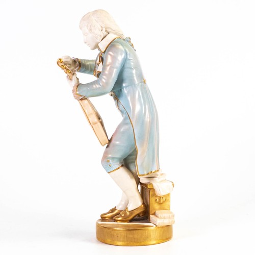 1942 - Royal Worcester figure of a violinist, designed by Thomas Brock, shape number 1487, circa 1890, cons... 