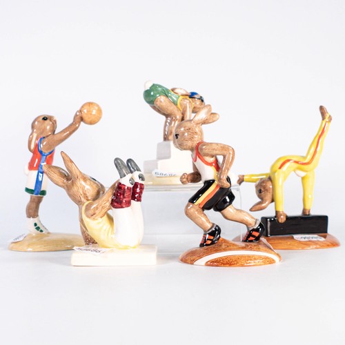 902 - Royal Doulton Bunnkins The Bunnykins Olympic Games comprising Basketball DB208, Soccer Player DB209,... 