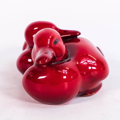 1104A - Royal Doulton early Flambe model of two ducklings, Doulton & Co. original label 