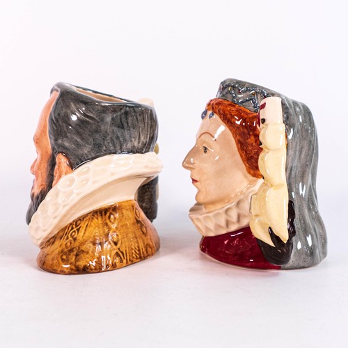 1263 - Royal Doulton small size character jugs Queen Elizabeth I D6821 and King Phillip of Spain D6822 (2)