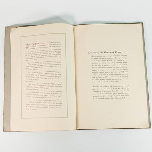 1986 - The Felixstowe Estate Suffolk Auction catalogue for dispersal sale in 1932 by Alfred Savill.  First ... 