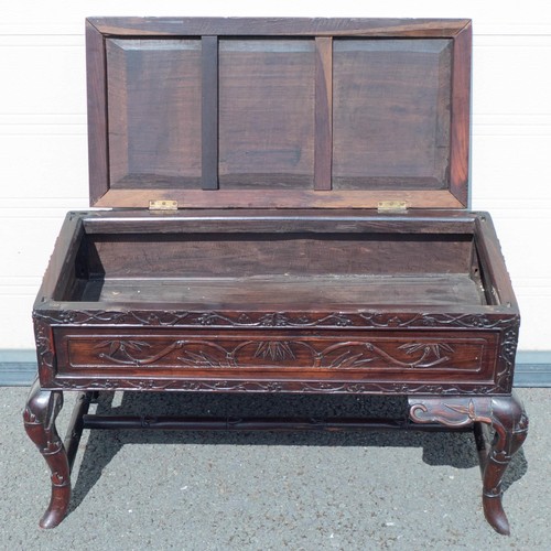 2093 - Finely carved Japanese Meiji period table, losses to carved table edge.