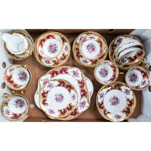 1790 - Royal Stuart floral & gilt decorated tea ware including trios, sandwich plates, side plates etc. (35... 