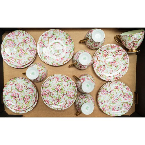 1806 - Six Chintz Shelley trios pattern number 13386 in the ripon shape. (18)