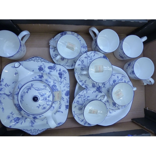 Wedgwood Blue Plum pattern tea ware items to include tea cups and