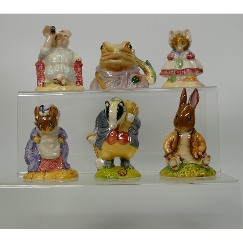 256 - Boxed Royal Albert Beatrix Potter Figures Jeremy Fisher, Little Pig Robinson Spying, Tommy Brock, La... 