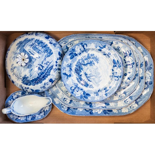 63 - Extensive 47 piece 19th century Wedgwood blue & white transfer decorated part dinner service featuri... 