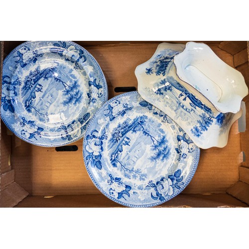 63 - Extensive 47 piece 19th century Wedgwood blue & white transfer decorated part dinner service featuri... 