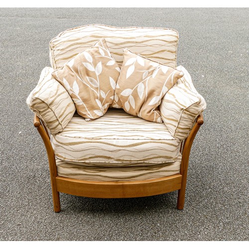 609 - Late 20th century Light coloured Ercol Renaissance easy chair 2411-E (length 97cm) together with mat... 