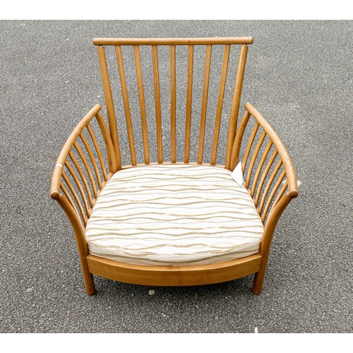 609 - Late 20th century Light coloured Ercol Renaissance easy chair 2411-E (length 97cm) together with mat... 