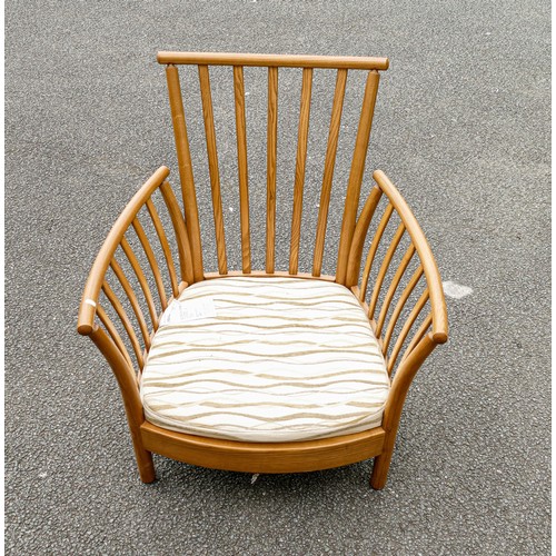 610 - Late 20th century Light coloured Ercol Renaissance Piccola easy chair (smaller of the 2 easy chairs)... 