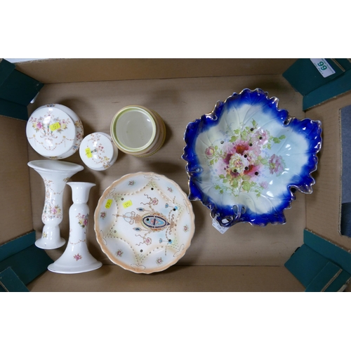 478 - A collection of Crwon Devon to include floral cress dish and server, blush ware and unmarked part dr... 