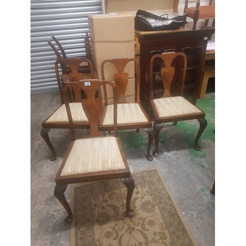 617 - Early 20th Century set of 4 mahgoany splat-back dining chairs with cabriole front supports 90cm H