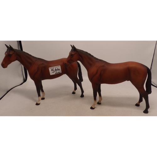 564 - A Pair of Beswick Matt Brown Bois Roussel 701 Horses (2)