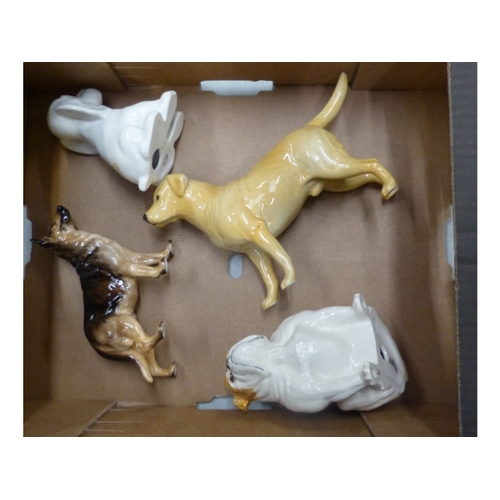 568 - A Mixed Collection of Ceramic Dog Figures to Include Royal Doulton Seated Bulldog, Royal Doulton Als... 