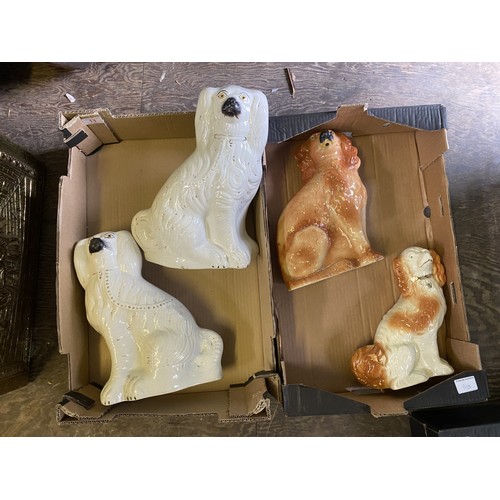 11 - Four Large Staffordshire dogs, largest 35cm