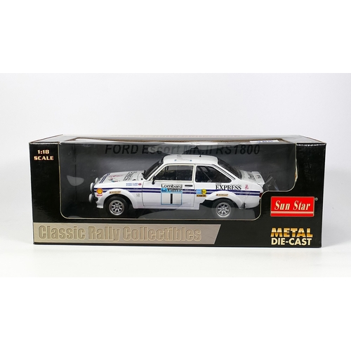 455 - Boxed 1:18 Sunstar Rally Collectables Model Toy Car 4434 Ford Escort Mk II RS1800