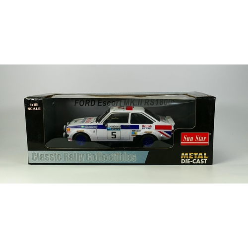 456 - Boxed 1:18 Sunstar Rally Collectables Model Toy Car 4433 Ford Escort Mk II RS1800