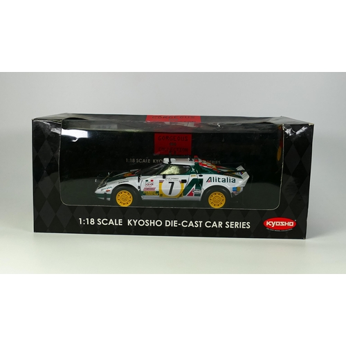 457 - Boxed 1:18 Kyosho Gorgeous Collection  Model Toy Car Lancia Stratos HF 77 Safari No 7