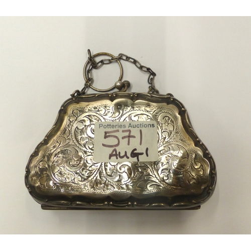 571 - Hallmarked Silver Ladies Purse, Birmingham 1918, 82.6g (Including Fabric Lining)