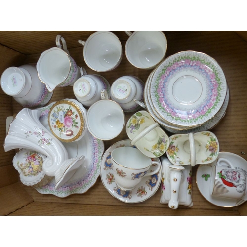 418 - A mixed collection of ceramic items to include Royal Stafford Part tea set, Coalport lidded pot, Roy... 