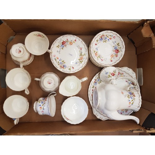 370A - Royal Albert Jubilee Rose pattern tea/coffee ware items to include coffee pot, 6 tea trio's, milk ju... 