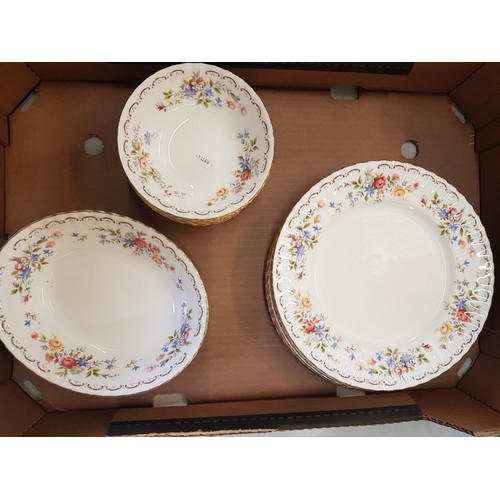 370B - Royal Albert Jubilee Rose pattern dinner ware items to include coffee pot, 6 dinner plates, 6 cereal... 