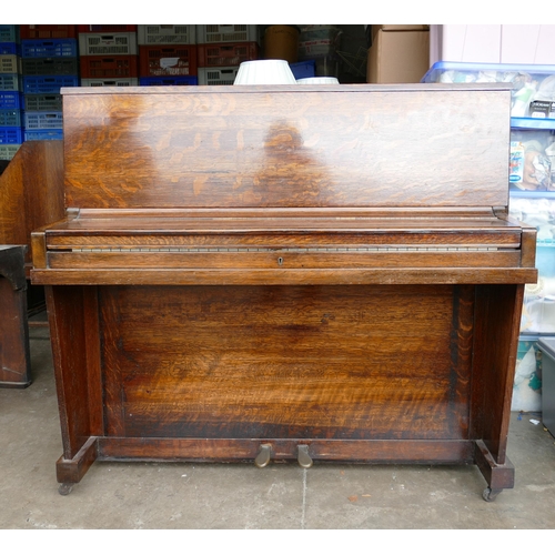 621 - Unusual Monington & Weston of London Overstrung Upright Piano. Patent no.268041. Height: 110cm Lengt... 