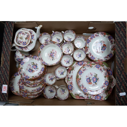 120 - A large collection of Floral Cauldon part tea set including 11 trio's, teapot etc