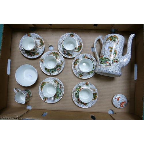 146 - 1930's Phoenix branded coffee set  decorated with oriental birds of paradise