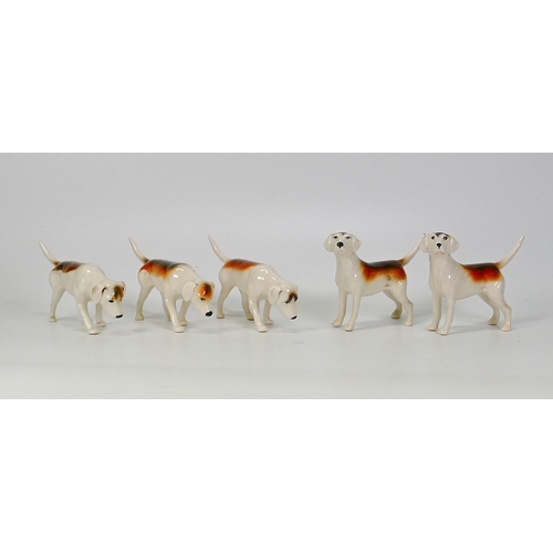 153 - Beswick 2nd Version Foxhounds(5)