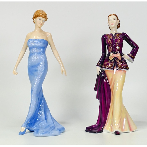 154 - Royal Doulton Figures Elizabeth HN4837 & Diana Princess of Wales HN5061