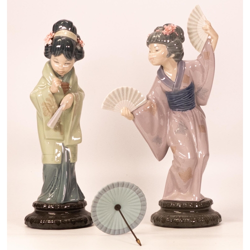 160 - Lladro Geisha Girl Figures , tallest 30cm(2)