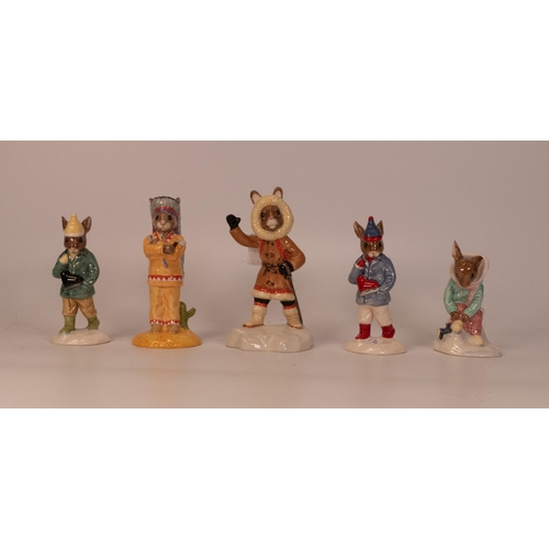 174 - Royal Doulton Boxed Bunnykins figures Indian Db202, Boy Skater Db157, Boy Skater Db187, Girl Skater ... 