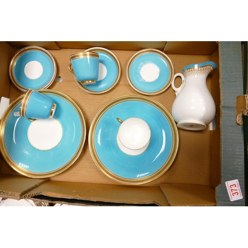 373 - A collection of Early 20th Century Minton Turquoise & Gilt decorated tea ware including cups & sauce... 