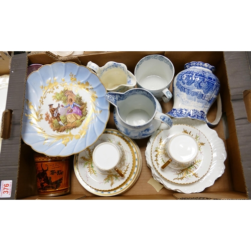 376 - A mixed collection of items to include raised Gilt 19th century commemorative cups & saucers, simila... 