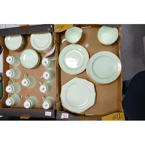 379 - Paragon Art Deco Lime  Green large tea set (40 pieces) (2 trays)