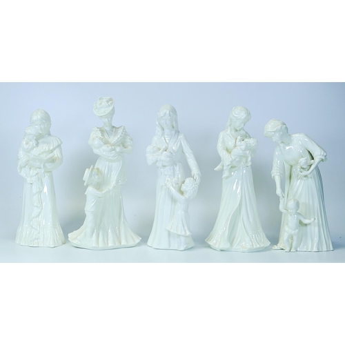 422 - Five Royal Worcester Compton & Woodhouse figures to include 'The Christening', 'Sweet Dreams', 'The ... 