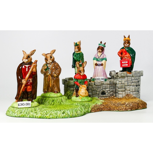 47 - Royal Doulton Bunnykins figures from the Robin Hood series to include Friar Tuck DB246, Robin Hood D... 