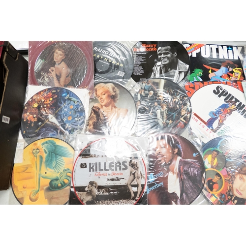 53 - A collection of 1980's & later picture disc records including Rolling Stones, The Killers , Sigsig s... 