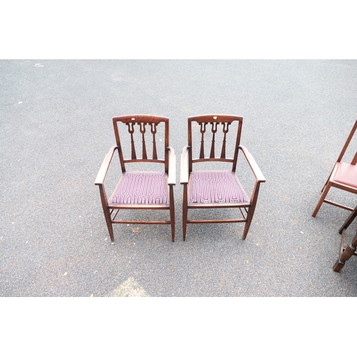 629 - Pair of Edwardian Mahogany Carver chairs(2)