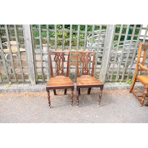 631 - Two 19th Century Chippendale Style Country Chairs(2)